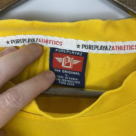 PURE PLAYAZ Mens Yellow New York T Shirt Short Sleeve Size L Y2K VTG Streetwear - Picture 6 of 11